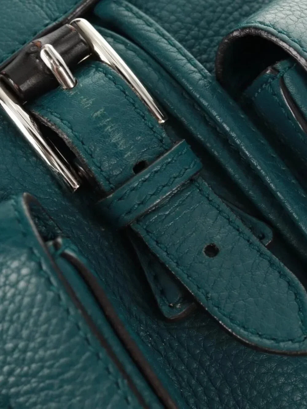 GUCCI Bamboo Backpack Leather Green Silver 370833 Auth 159026V